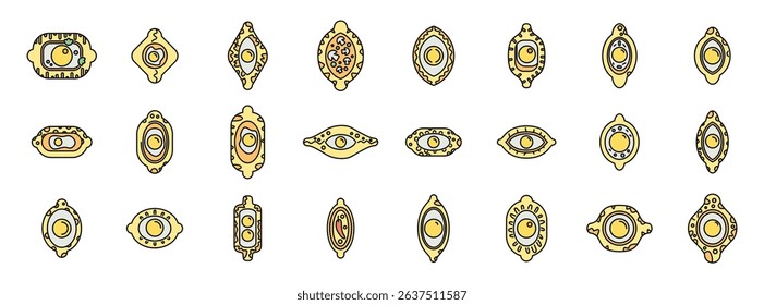 Khachapuri icons set with different types of this traditional georgian dish, showing variations in shape, fillings, and toppings