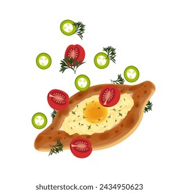 Khachapuri levitation vector illustration logo