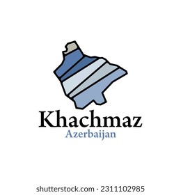 Khachmaz Azerbaijan map, map of Azerbaijan with main cities, Isolated vector Illustration.