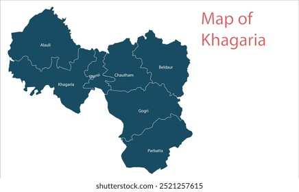 Mapa do Distrito de Khagaria, Distrito de Khagaria, Estado de Bihar, República da Índia, Governo de Bihar, território indiano, Índia Oriental, política, aldeia, turismo