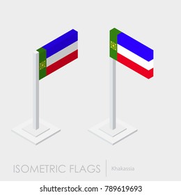 Khakassia flag 3d isometric style