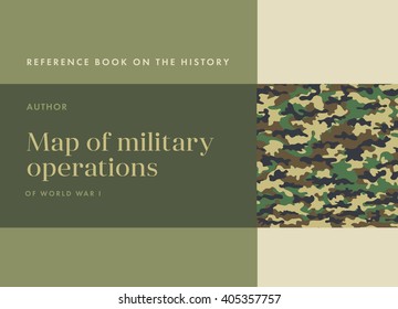 Khaki book cover album Leaflet Brochure template design,  layout design. Camouflage military cloth of infantry. Abstract background. There are place for text. Vector illustration, EPS10