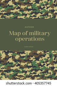 Khaki book cover Leaflet Brochure Flyer template design,  layout design. Camouflage military cloth of infantry. Abstract background. There are place for text. Vector illustration, EPS10