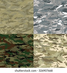 Khaki camouflage backgrounds - vector illustration. Set of colored backgrounds.