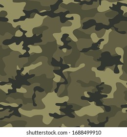 
Khaki camouflage seamless pattern army background on texsil. Fashion 