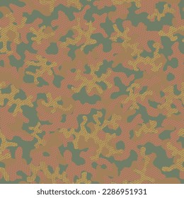 Khaki Camouflage Seamless Pattern. Beige Repeated Artistic Graphic Art. Green Seamless Digital Vector Camouflage. Camouflage Nature Desert Repeated Soldier Vector Backdrop. Camoflage