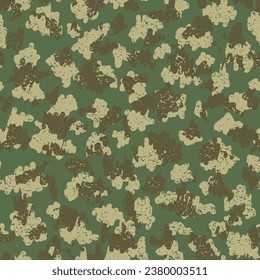 Patrón sin foco de camuflaje de Khaki. Diseño Gráfico De Soldado Repetido Beige. Naturaleza del Camuflaje Negro Repetido Fondo Gráfico Creativo. Impresión de vectores de color marrón transparente. Camoflage