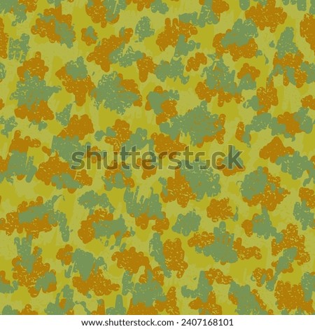Khaki Camouflage Seamless Pattern. Beige Repeated Soldier Graphic Background. Brown Repeated Artistic Vector Clouds. Black Seamless Doted Graphic Print. Camouflage Paint Camoflage