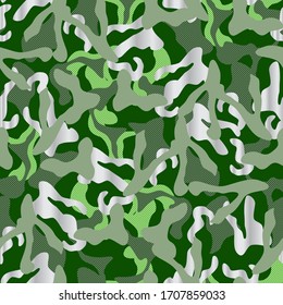 camuflaje khaki sin fisuras en colores verde y plateado y negro. señala vectores de modas del ejército de fondo