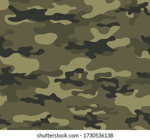
Khaki camouflage seamless pattern for printing clothes, fabrics. Military background on textiles. Vector
