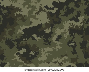 Khaki camouflage seamless vector pattern, forest camouflage texture, military background. Hunting print. Urban print.