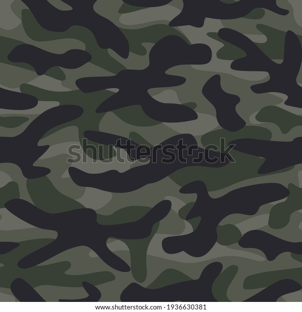 Khaki Camouflage Vector Seamless\
pattern illustration. Camo Print for fashion textile\
design.