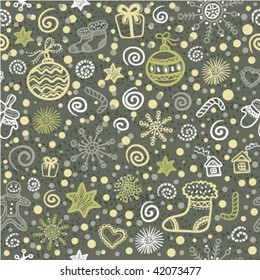 khaki christmas seamless pattern