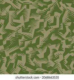 Khaki Green Urban Camouflage Seamless Pattern. Modern Military Two Color Camo Texture. Stock Vector Illustration