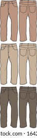 Khaki Pants Fashion Flat Templates