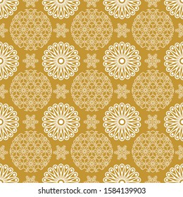 Khaki pattern background vector. Gold geometric cover design , poster, card, template and layout design. Christmas snowflakes.