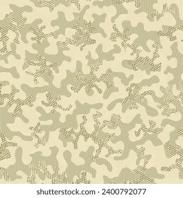 Khaki Repeated Abstract Graphic Pattern. Beige Camouflage Seamless Pattern. Desert Seamless Digital Vector Art. Camouflage Pattern Green Seamless Monochrome Vector Texture. Camoflage