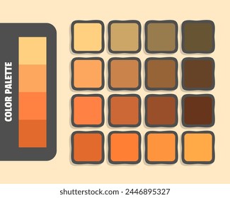 Khaki sandybrown coral chocolate color palette, colour matching, rgb colors, harmonious colours catalog sample, design and edit idea