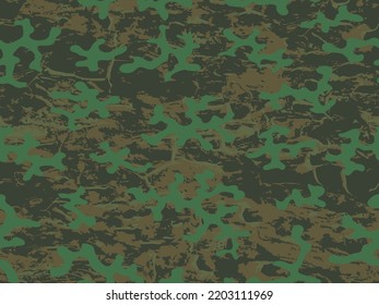 Khaki Seamless Abstract Vector Commando Print. Repeated Dark Fashion Graphic Camouflage Textile.  Green Seamless Modern Graphic Camo Art. Repeated Black Vector Military Wallpaper. 