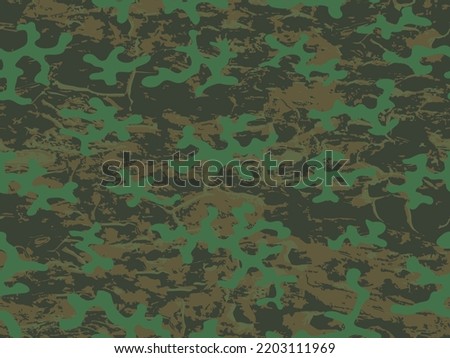 Khaki Seamless Abstract Vector Commando Print. Repeated Dark Fashion Graphic Camouflage Textile.  Green Seamless Modern Graphic Camo Art. Repeated Black Vector Military Wallpaper. 