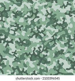 Khaki Seamless Digital Graphic Art. Olive Repeated Military Vector Texture. Camouflage Military Green Camouflage Seamless Pattern. Desert Repeated Camo Vector Background. Green