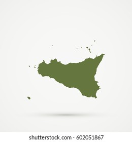 Khaki Sicily Map Illustration