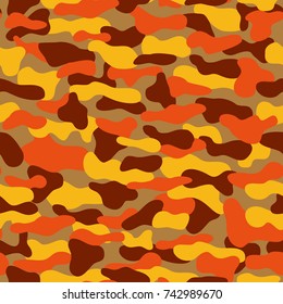 Khaki vector seamless pattern. Military texture in autumn colors. Can be used as print on clothes, wrapping paper, design of banners. EPS10. Camo backdrop.