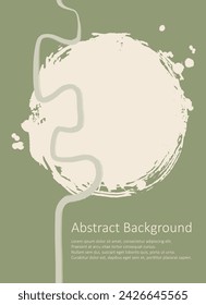 Khaki and white abstract background with ink brush. Japanese style composition. Aggressive Military dynamic background for wallpaper, interior, flyer cover, poster, banner, booklet.