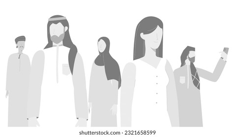 Khaleeji_Arab characters illustration in a unique flat vector design ready for animation