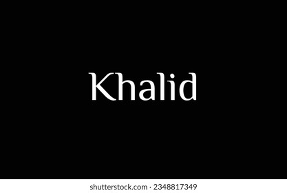 Khalid - Muslim name - Islamic name - beautiful font style - vector names in White Color on Black Background