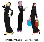 Khaliji Women Icons In Standing Positions-vector
