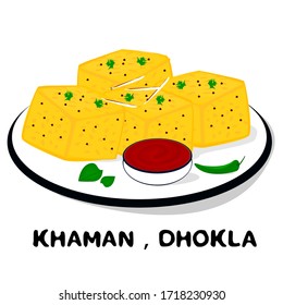 Khaman And Dhokla Indian Gujarati Food Vector