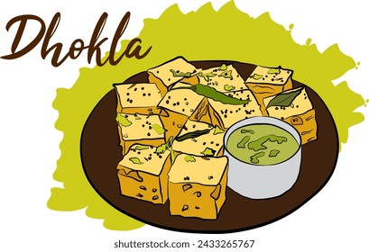 khaman y dhokla indio gujarati vector de alimentos