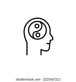 Khamsa Zen Brain. Editable Stroke. Isolated Vector Illustration.