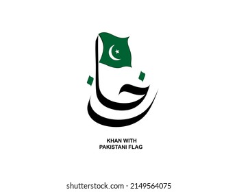 khan is written in Arabic calligraphy with Pakistani flag