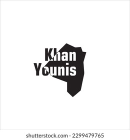 Khan Younis map and black lettering design on white background