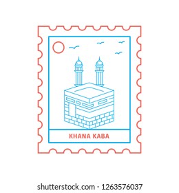 KHANA KABA postage stamp Blue and red Line Style, vector illustration
