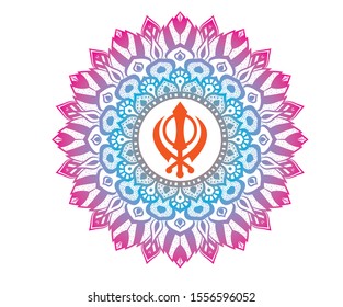 Khanda graphic design vector illustration, khanda mandala graphic pattern design.