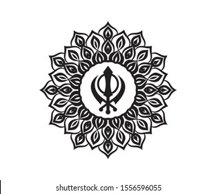 Khanda graphic design vector illustration, khanda mandala graphic pattern design.