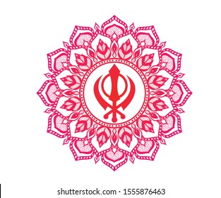 Khanda guru nanak jayanti graphic mandala design.