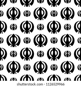 Khanda Icon, The Holy Motif Seamless Pattern Vector Art Illustration