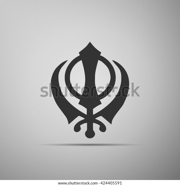 Khanda Sikh Icon On Grey Background Stock Vector (Royalty Free) 424405591