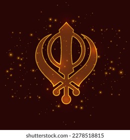 Khanda Sikh symbol with beautiful Golden Particles, Khanda Sikh symbol logo graphics design