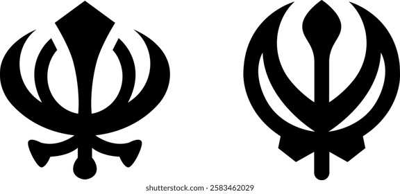 Khanda Sikhism Religious Icon Sign – Sacred Vector Symbol Set