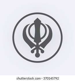 Khanda symbol in circleT . Sikhism religion . Vector illustration