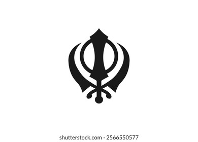 Khanda symbol icon. Sikhism religion. Khanda Sikh symbol. Flat design.