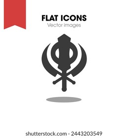 Khanda symbol. Religious symbol of Sikhism. Vector illustration. Black Khanda icon
