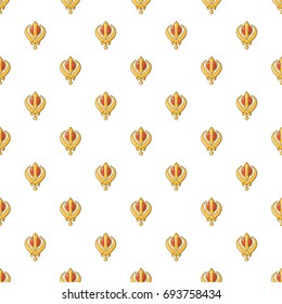 Khanda symbol sikhism religion pattern in cartoon style. Seamless pattern vector illustration