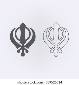 Khanda symbol . Sikhism religion . Vector illustration