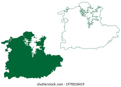 Khandwa district (Madhya Pradesh State, Indore division, Republic of India) map vector illustration, scribble sketch East Nimar map
